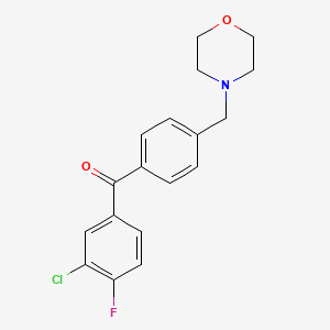 molecular formula C18H17ClFNO2 B1324798 3-Chloro-4-fluoro-4'-morpholinomethyl benzophenone CAS No. 898770-26-8