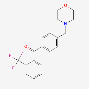 molecular formula C19H18F3NO2 B1324800 4'-Morpholinomethyl-2-trifluoromethylbenzophenone CAS No. 898770-35-9