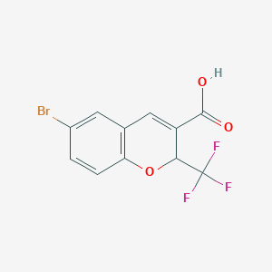 molecular formula C11H6BrF3O3 B13248020 6-bromo-2-(trifluoromethyl)-2H-chromene-3-carboxylic Acid 