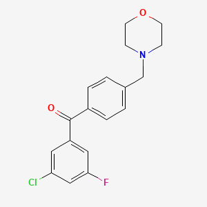 molecular formula C18H17ClFNO2 B1324805 3-Chloro-5-fluoro-4'-morpholinomethyl benzophenone CAS No. 898770-50-8