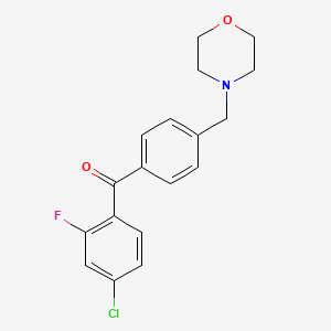 molecular formula C18H17ClFNO2 B1324806 4-Chloro-2-fluoro-4'-morpholinomethyl benzophenone CAS No. 898770-53-1