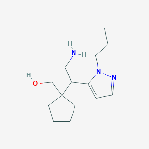 molecular formula C14H25N3O B13248062 {1-[2-amino-1-(1-propyl-1H-pyrazol-5-yl)ethyl]cyclopentyl}methanol 