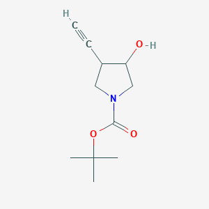 molecular formula C11H17NO3 B13248171 Tert-butyl trans-3-ethynyl-4-hydroxypyrrolidine-1-carboxylate 