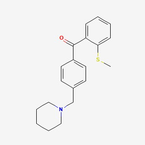 molecular formula C20H23NOS B1324819 4'-Piperidinomethyl-2-thiomethylbenzophenone CAS No. 898771-23-8