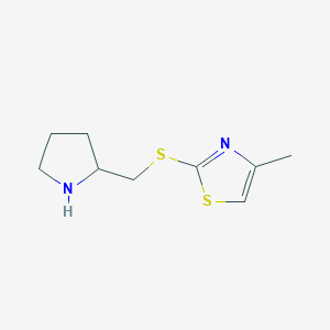 molecular formula C9H14N2S2 B13248212 4-Methyl-2-((pyrrolidin-2-ylmethyl)thio)thiazole 