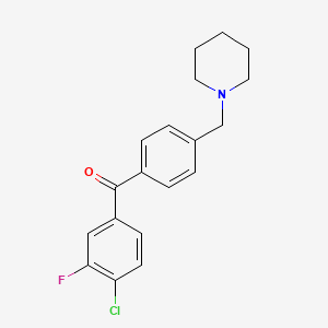 molecular formula C19H19ClFNO B1324824 4-Chloro-3-fluoro-4'-piperidinomethyl benzophenone CAS No. 898775-20-7