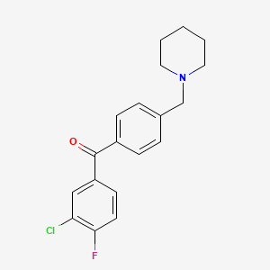B1324825 3-Chloro-4-fluoro-4'-piperidinomethyl benzophenone CAS No. 898775-23-0