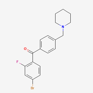 molecular formula C19H19BrFNO B1324828 4-Bromo-2-fluoro-4'-piperidinomethyl benzophenone CAS No. 898775-41-2