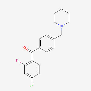 molecular formula C19H19ClFNO B1324829 4-Chloro-2-fluoro-4'-piperidinomethyl benzophenone CAS No. 898775-50-3