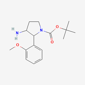 molecular formula C16H24N2O3 B13248486 tert-Butyl 3-amino-2-(2-methoxyphenyl)pyrrolidine-1-carboxylate 