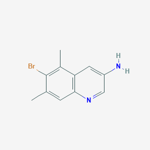 molecular formula C11H11BrN2 B13248647 6-Bromo-5,7-dimethylquinolin-3-amine 