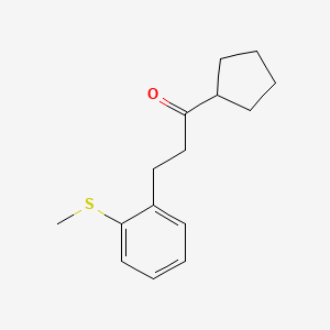 molecular formula C15H20OS B1324869 Cyclopentyl 2-(2-thiomethylphenyl)ethyl ketone CAS No. 898780-71-7