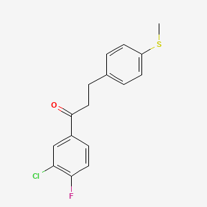 molecular formula C16H14ClFOS B1324871 3'-Chloro-4'-fluoro-3-(4-thiomethylphenyl)propiophenone CAS No. 898781-45-8