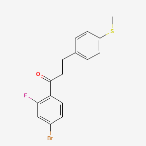 molecular formula C16H14BrFOS B1324874 4'-Bromo-2'-fluoro-3-(4-thiomethylphenyl)propiophenone CAS No. 898781-59-4
