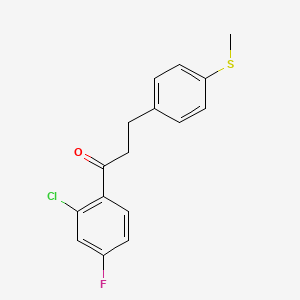 molecular formula C16H14ClFOS B1324875 2'-Chloro-4'-fluoro-3-(4-thiomethylphenyl)propiophenone CAS No. 898781-61-8