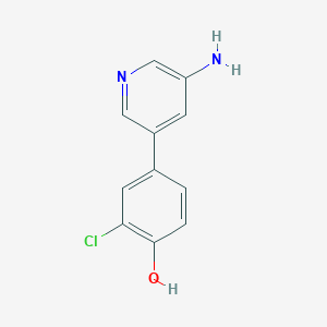 molecular formula C11H9ClN2O B13248949 4-(5-Aminopyridin-3-yl)-2-chlorophenol 