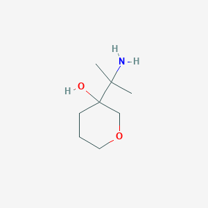 molecular formula C8H17NO2 B13249024 3-(2-Aminopropan-2-yl)oxan-3-ol 