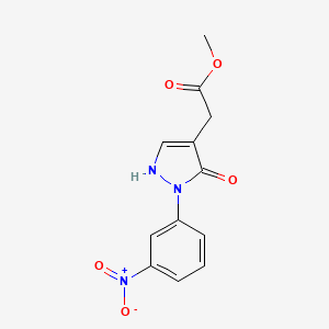 molecular formula C12H11N3O5 B13249048 Methyl 2-[2-(3-nitrophenyl)-3-oxo-2,3-dihydro-1H-pyrazol-4-yl]acetate 