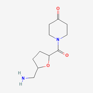 molecular formula C11H18N2O3 B13249212 1-[5-(Aminomethyl)oxolane-2-carbonyl]piperidin-4-one 