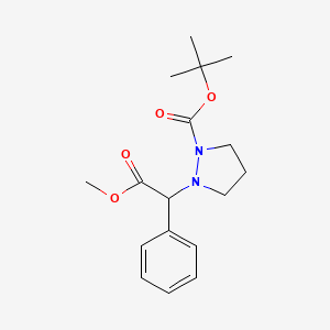 molecular formula C17H24N2O4 B1324934 Tert-butyl 2-(2-methoxy-2-oxo-1-phenylethyl)pyrazolidine-1-carboxylate CAS No. 952183-21-0