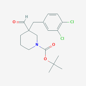 molecular formula C18H23Cl2NO3 B1324948 tert-Butyl 3-(3,4-dichlorobenzyl)-3-formyltetrahydro-1(2H)-pyridinecarboxylate CAS No. 952183-50-5