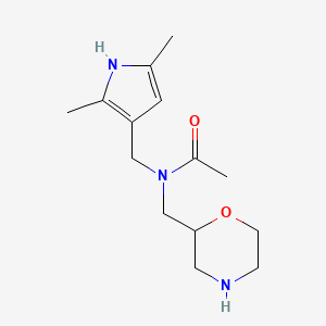 molecular formula C14H23N3O2 B13249519 N-[(2,5-Dimethyl-1H-pyrrol-3-yl)methyl]-N-(morpholin-2-ylmethyl)acetamide 