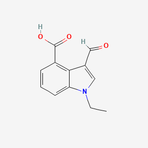 molecular formula C12H11NO3 B13249547 1-Ethyl-3-formyl-1H-indole-4-carboxylic acid 