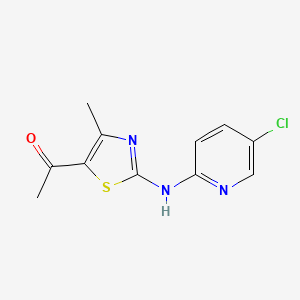 molecular formula C11H10ClN3OS B1324955 1-{2-[(5-Chloro-2-pyridinyl)amino]-4-methyl-1,3-thiazol-5-yl}-1-ethanone CAS No. 952183-70-9