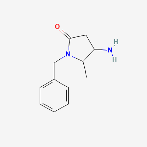 molecular formula C12H16N2O B13249569 4-Amino-1-benzyl-5-methylpyrrolidin-2-one 
