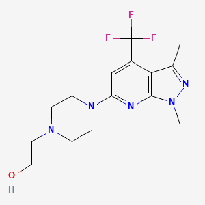 molecular formula C15H20F3N5O B1324957 2-{4-[1,3-dimethyl-4-(trifluoromethyl)-1H-pyrazolo[3,4-b]pyridin-6-yl]piperazino}-1-ethanol CAS No. 952183-75-4