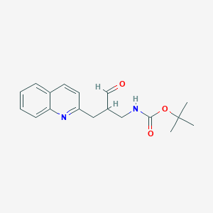 molecular formula C18H22N2O3 B13249629 tert-ButylN-[3-oxo-2-(quinolin-2-ylmethyl)propyl]carbamate CAS No. 1803571-86-9