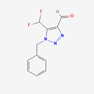 molecular formula C11H9F2N3O B13250524 1-Benzyl-5-(difluoromethyl)-1H-1,2,3-triazole-4-carbaldehyde 