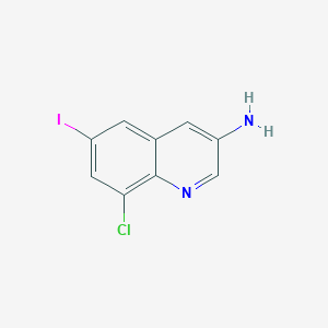molecular formula C9H6ClIN2 B13250624 8-Chloro-6-iodoquinolin-3-amine 