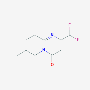 molecular formula C10H12F2N2O B13250734 2-(Difluoromethyl)-7-methyl-4H,6H,7H,8H,9H-pyrido[1,2-a]pyrimidin-4-one 