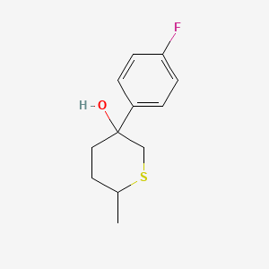 molecular formula C12H15FOS B13250801 3-(4-Fluorophenyl)-6-methylthian-3-ol 