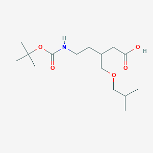molecular formula C15H29NO5 B13250971 5-{[(Tert-butoxy)carbonyl]amino}-3-[(2-methylpropoxy)methyl]pentanoic acid 