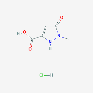molecular formula C5H7ClN2O3 B13251097 1-Methyl-5-oxo-2,5-dihydro-1H-pyrazole-3-carboxylic acid hydrochloride 