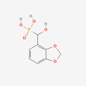 molecular formula C8H9O6P B13251287 [(1,3-Dioxaindan-4-yl)(hydroxy)methyl]phosphonic acid 