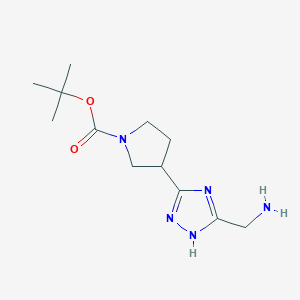 molecular formula C12H21N5O2 B13251305 tert-Butyl 3-[5-(aminomethyl)-1H-1,2,4-triazol-3-yl]pyrrolidine-1-carboxylate 