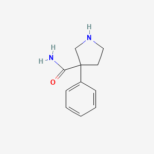 molecular formula C11H14N2O B13251495 3-Phenylpyrrolidine-3-carboxamide 