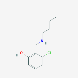 molecular formula C12H18ClNO B13251533 3-Chloro-2-[(pentylamino)methyl]phenol 