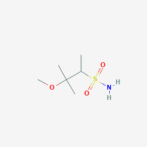 molecular formula C6H15NO3S B13251554 3-Methoxy-3-methylbutane-2-sulfonamide 
