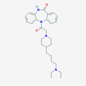 molecular formula C28H38N4O2 B132516 5-((4-(4-(Diethylamino)butyl)-1-piperidinyl)acetyl)-10,11-dihydrobenzo(b,e)(1,4)diazepine-11-one CAS No. 142860-99-9