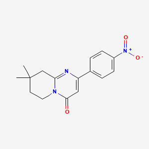 molecular formula C16H17N3O3 B13251912 8,8-Dimethyl-2-(4-nitrophenyl)-4H,6H,7H,8H,9H-pyrido[1,2-a]pyrimidin-4-one 