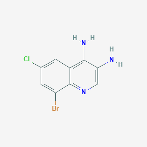 molecular formula C9H7BrClN3 B13252016 8-Bromo-6-chloroquinoline-3,4-diamine 