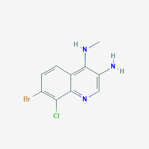 molecular formula C10H9BrClN3 B13252060 7-Bromo-8-chloro-N4-methylquinoline-3,4-diamine 