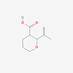 molecular formula C9H14O3 B13252164 2-(Prop-1-en-2-yl)oxane-3-carboxylic acid 