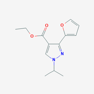 molecular formula C13H16N2O3 B13252216 Ethyl 3-(furan-2-yl)-1-(propan-2-yl)-1H-pyrazole-4-carboxylate 