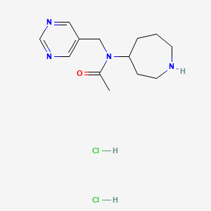 molecular formula C13H22Cl2N4O B13252326 N-(Azepan-4-yl)-N-(pyrimidin-5-ylmethyl)acetamidedihydrochloride 