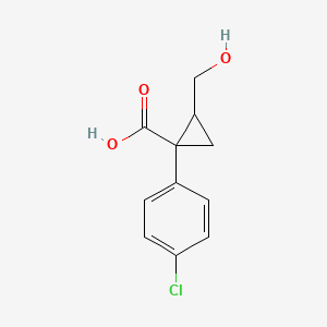 molecular formula C11H11ClO3 B13252331 1-(4-Chlorophenyl)-2-(hydroxymethyl)cyclopropane-1-carboxylic acid 